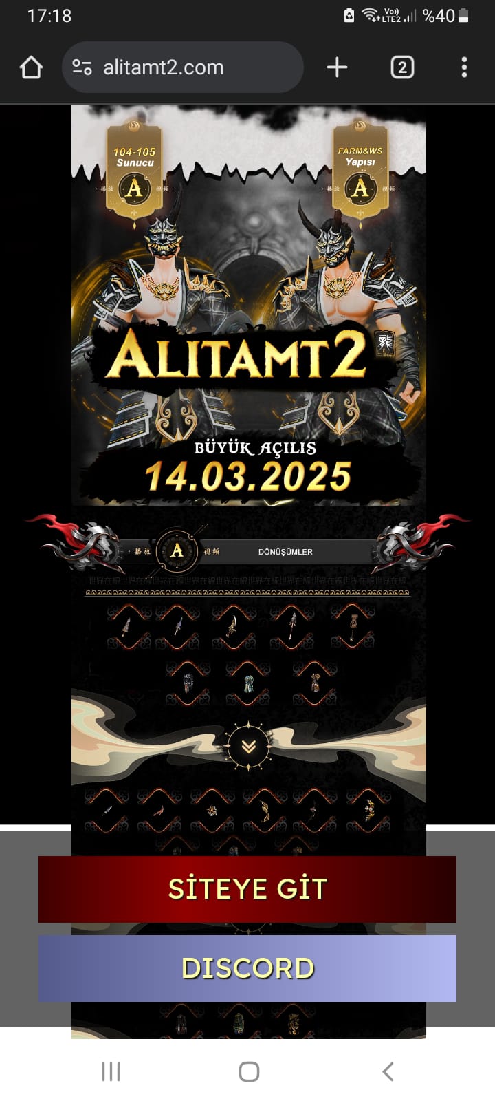AlitaMt2 104 - 105 Vslik Sunucu - Metin2 PvP Server