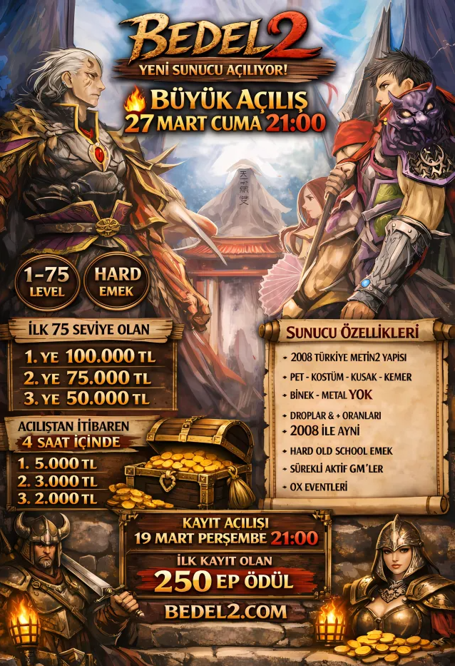 Bedel2 1-99 HardSchool PvP SERVER - Metin2 PvP Server