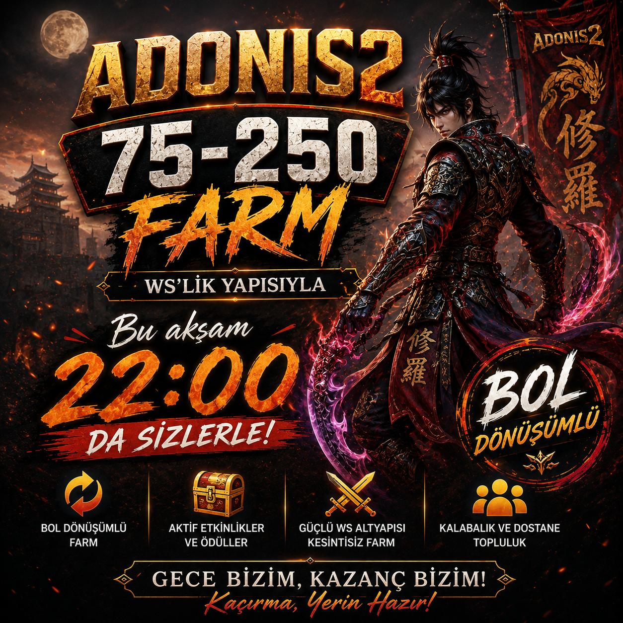 Adonis2 75-250 BOL DÖNÜŞÜMLÜ FARM WSLİK SERVER - Metin2 PvP Server