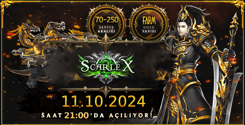 💎Scarlex2💎🔥70-250 BOL DÖNÜŞÜM👑 11 EKİM CUMA 21:00'DA 📣 ERKEN KAYIT ÖDÜLLÜ! ⚔️ ÜCRETSİZ OTO AV ⚔️💸 ITEMCI LEGAL SATIŞ İLE TL KAZAN 💸 - emek Server Tanıtımı